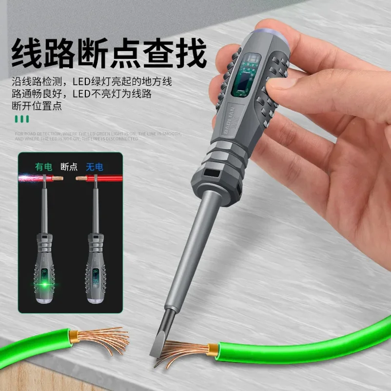 Electrician Test Word/cross Screwdrivers AC Non-contact Induction Test Pen Voltage Tester 12-250V Red Green Induction Lights