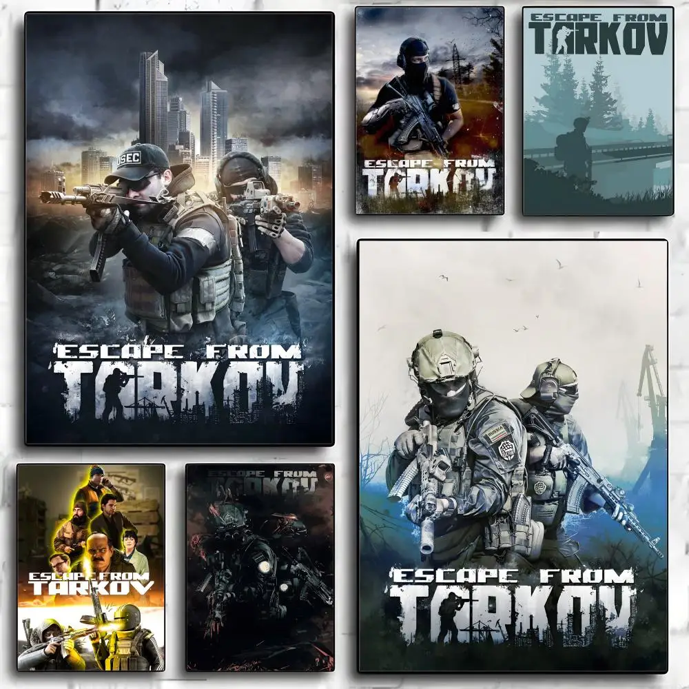 Game E-Escape from Tarkov Poster Decorative Wall Art Stickers Mural Photo Print for Home Living Room Hallway Decor