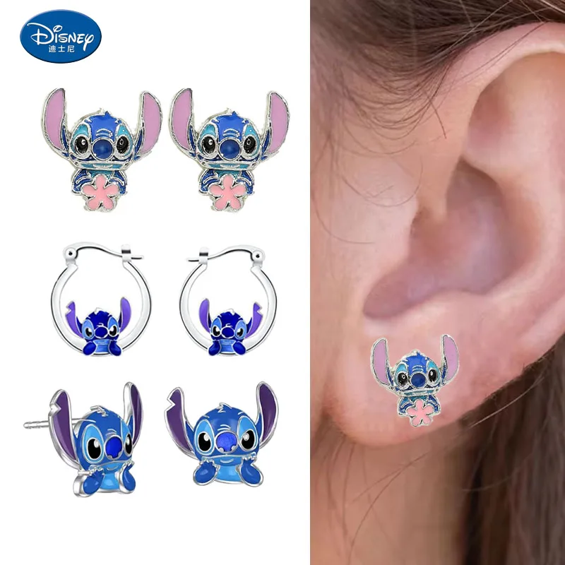 Disney Cartoon Lilo & Stitch Earrings Cute Dolls Ear Studs Kawaii Girls Metal Pendant Anime Stitch Jewelry Accessories Gifts