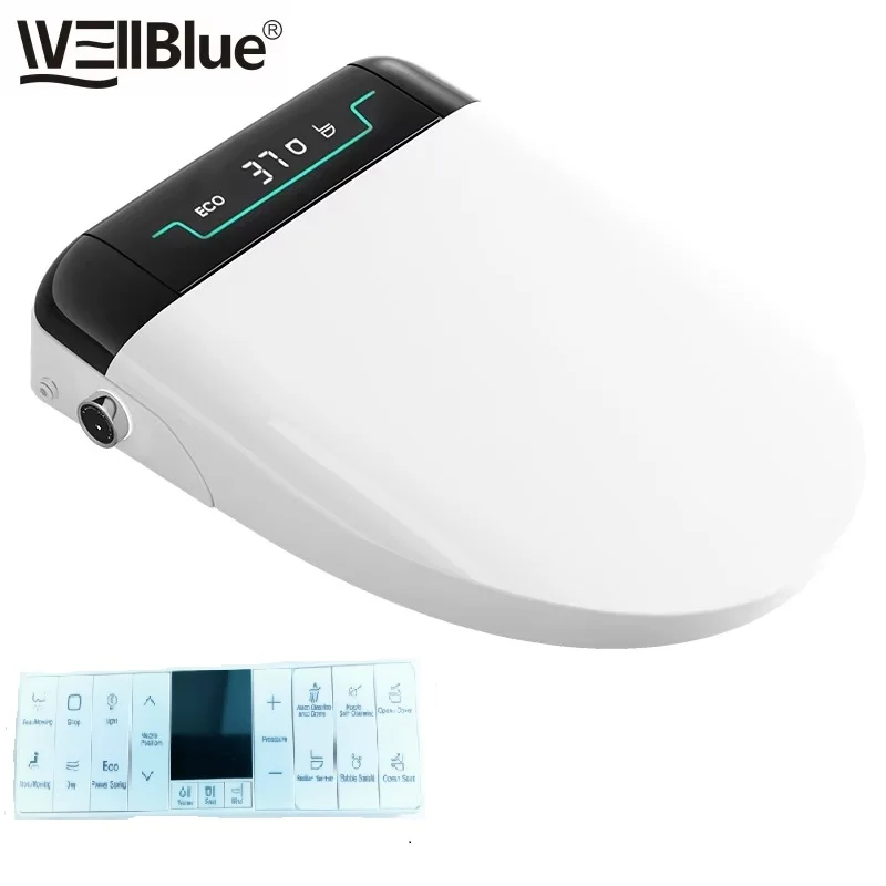 Couvercle de toilette intelligent avec ouverture automatique et télécommande pour siège chauffant instantané, affichage LCD, type V