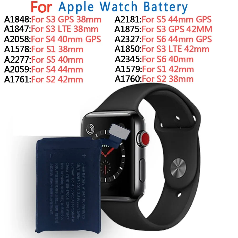 

Replacement Battery for Apple Watch Series 1, 2, 3, 4, 5, 6, 44mm, 42mm, iWatch S1, S2, S3, GPS, LTE, S4, S5, S6, 38mm, 40mm