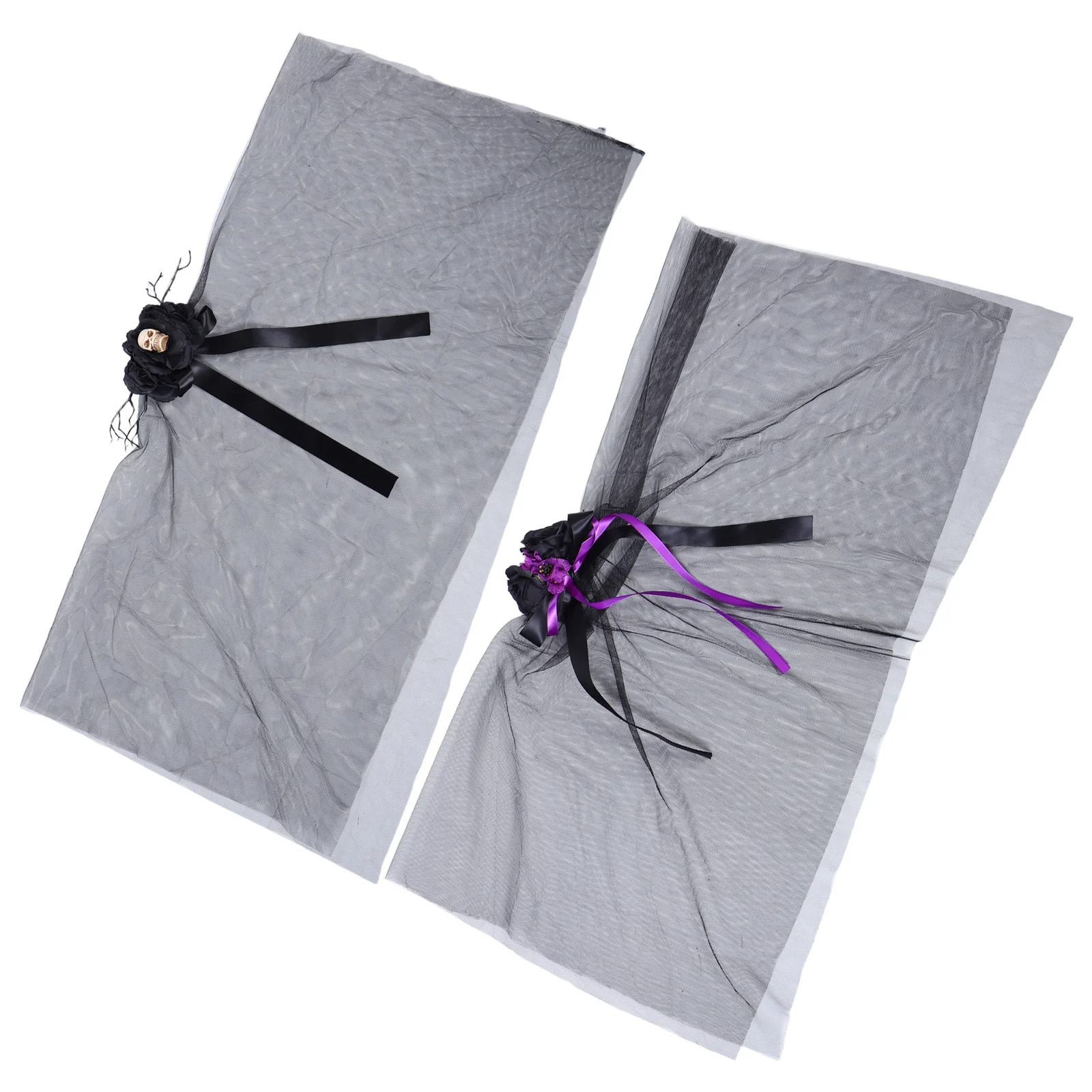 

2 Pcs Gothic Headdress Veils Fascinator Headpiece Ghost Black Bride Day of The Dead Hair Accessories Clothing Miss