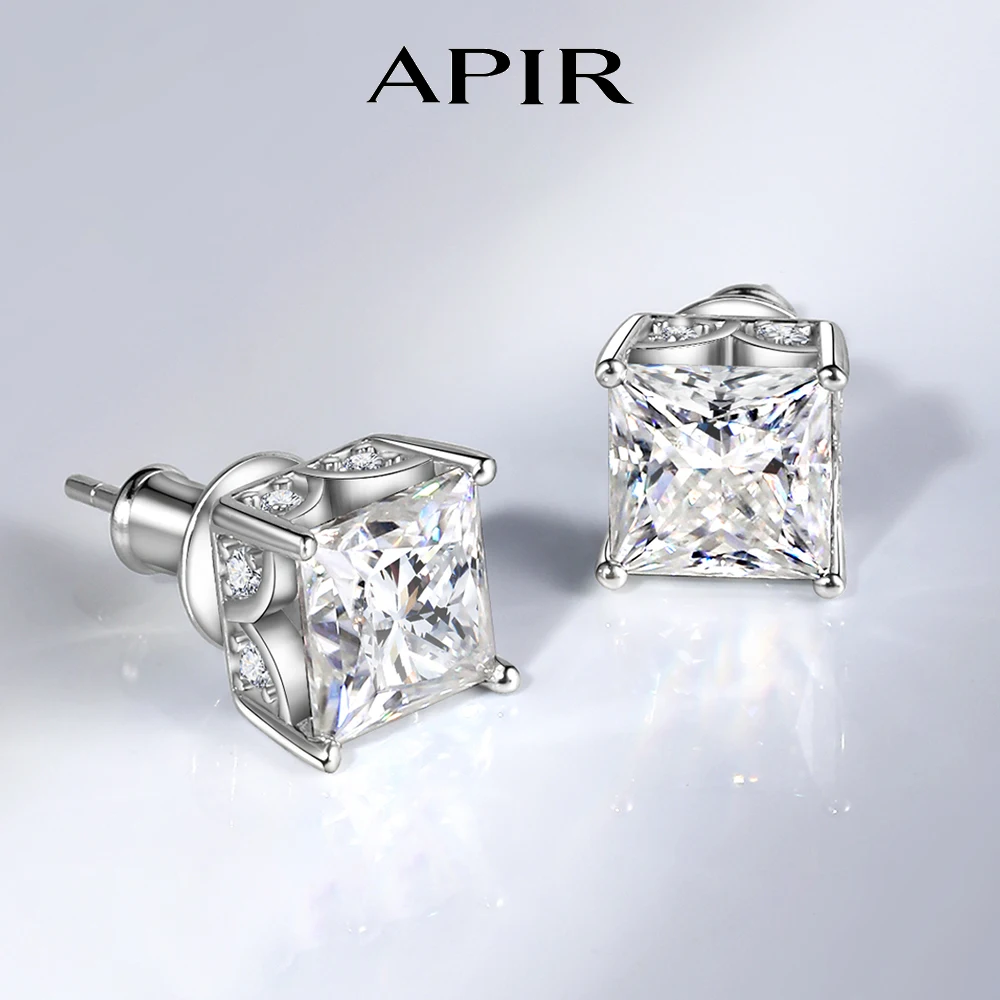 APIR 3 Carat D Color Moissanite Stud Earrings for Women Man S925 Sterling Silver Sparkling Diamond Earrings Fashion Jewelry Gift