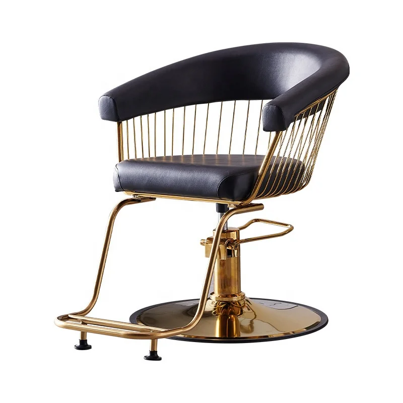 2024 Special New Light Luxury Barbershop Hair Salon Lift Golden Barber Chair