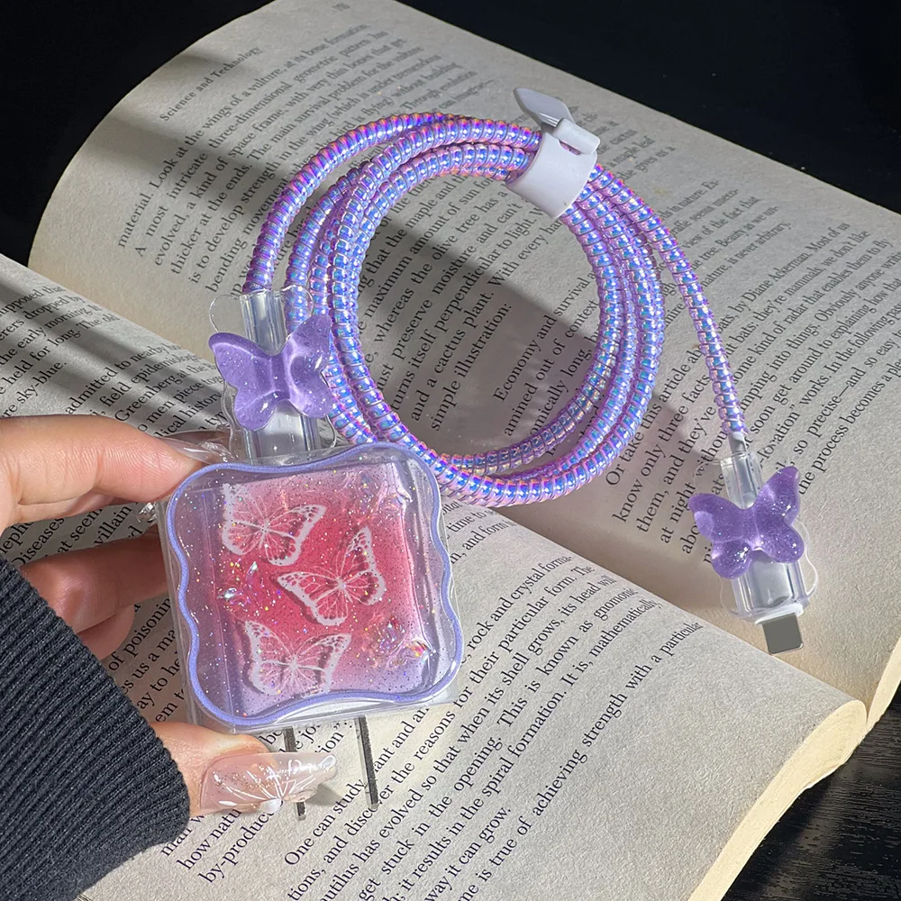 Butterfly Charger Protective Case For iPhone 18W 20W Fast Charging Cable Data Protector Anti-break Charger Protective Rope