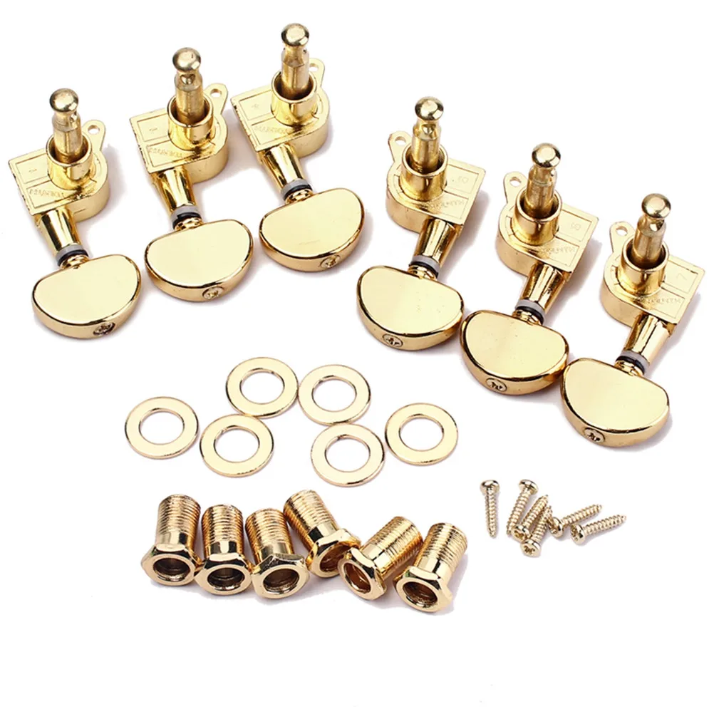 

6Pcs Sealed Guitar Tuning Pegs Machine Heads 3 Left 3 Right Metal String Tuners Screws Ferrules Bushings Acoustic Electric