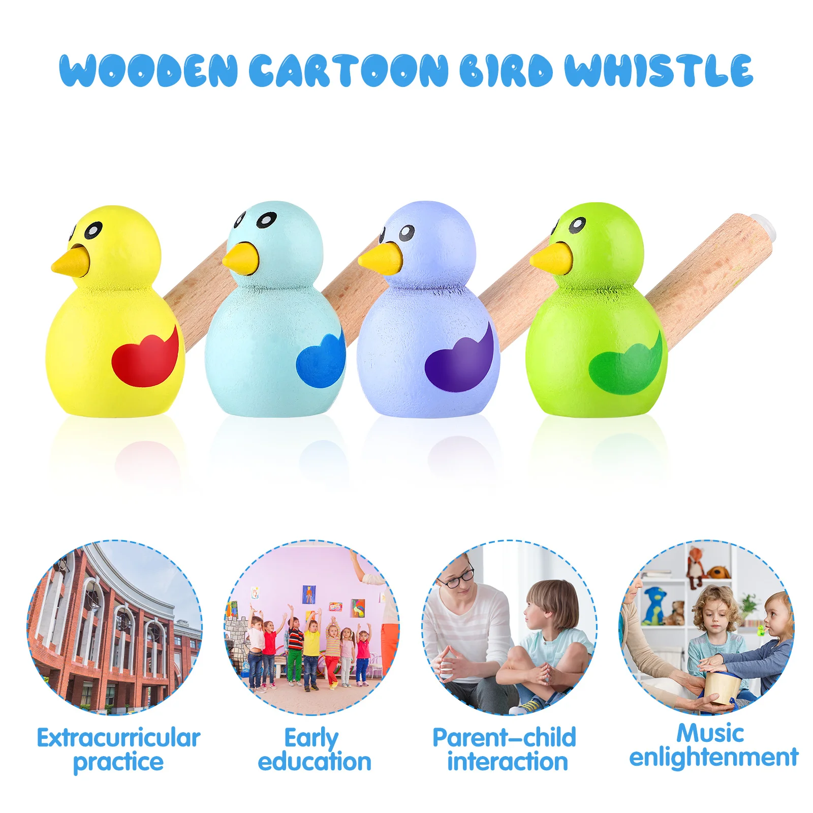 15-delige houten fluitje vogelvorm cartoon fluitjes realistisch ontwerp educatief speelgoed muzikale babyplezier feestartikelen