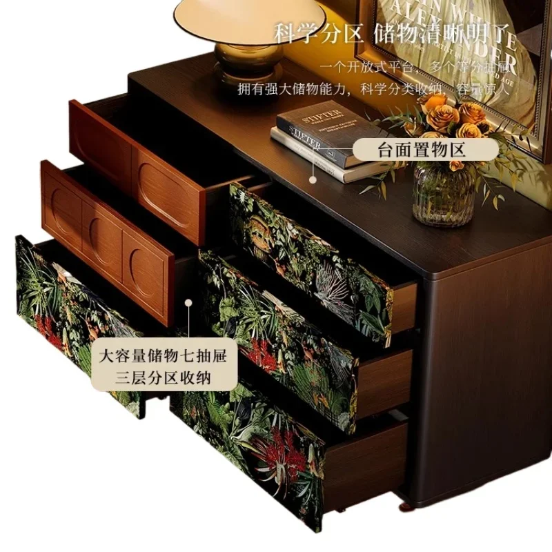 

French retro six-bucket living room against the wall solid wood locker bedroom end of the bed antique storage cabinet