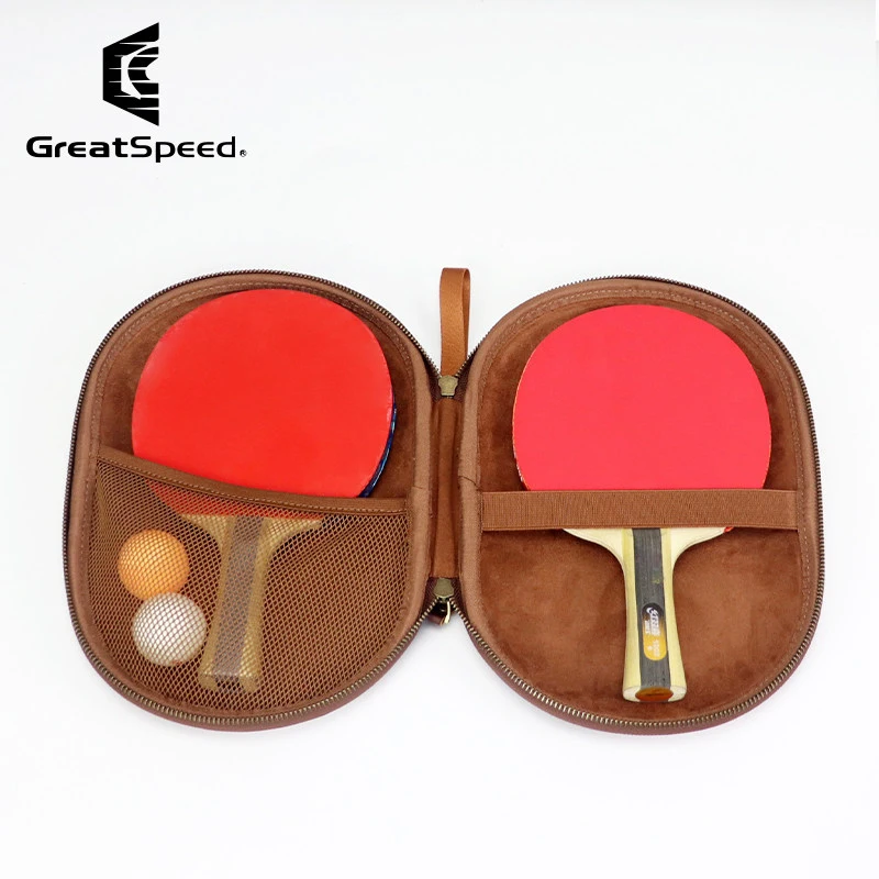 Top-grain Leather Table Tennis Sports Bag High Quality Real Leather Table Tennis Racquet Storage Cover Athlete Table Tennis Box view 3