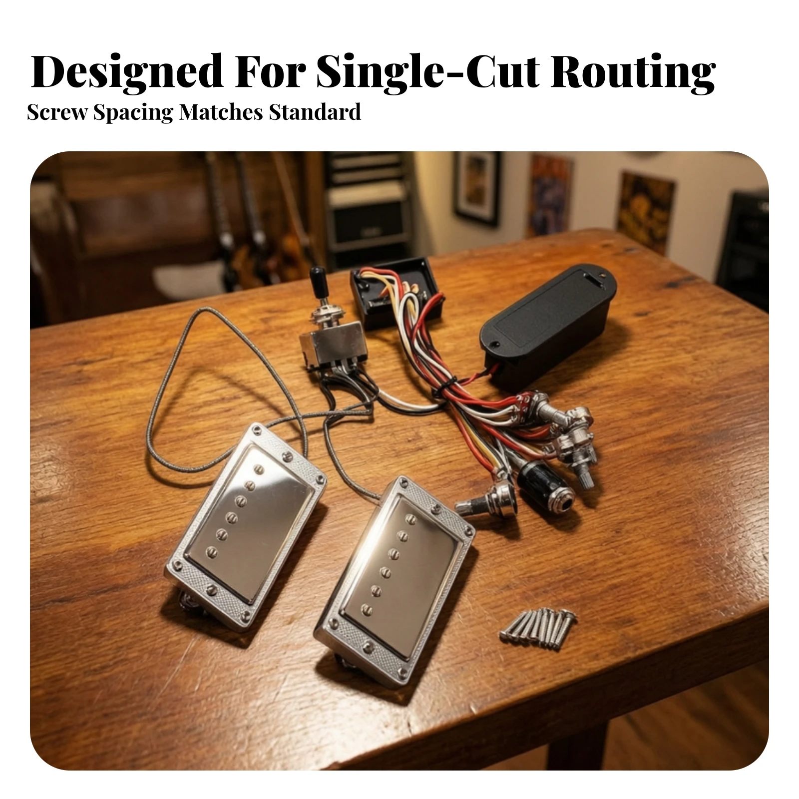 Guitar Pickup Kit with Wiring Harness Chrome-Finished Electric Guitar Electronics Kit Hardware Easy to Install for Guitarists