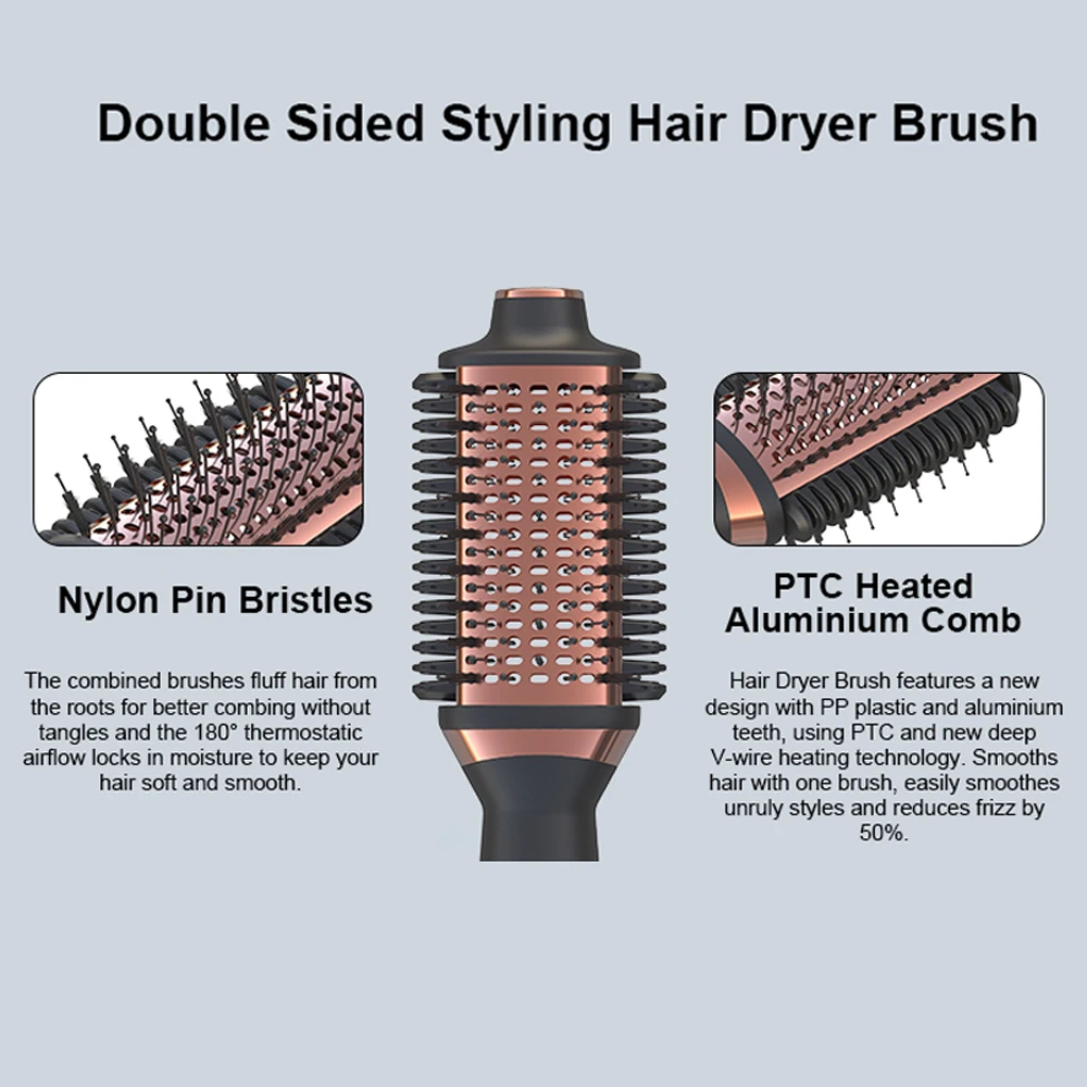 SMET المهنية 1000 واط صالون فرشاة مجفف الشعر خطوة واحدة الهواء الساخن مجفف للنفخ مشط الناشر فوهة شعبية النساء المنزلية البلاستيك #3
