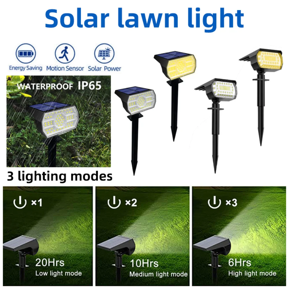 Lampe solaire LED extérieure étanche 3 modes, éclairage solaire de jardin, lampe murale, éclairage de pelouse, éclairage de chemin, éclairage de passerelle, décoration solaire