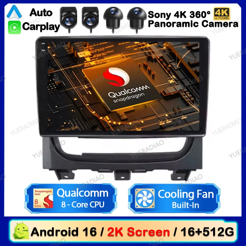 Central Multimídia Automotiva Android 16 com Carplay e Auto para Fiat Strada Idea 2012-2016 - Rádio, Vídeo, GPS, 4G, WIFI e DSP