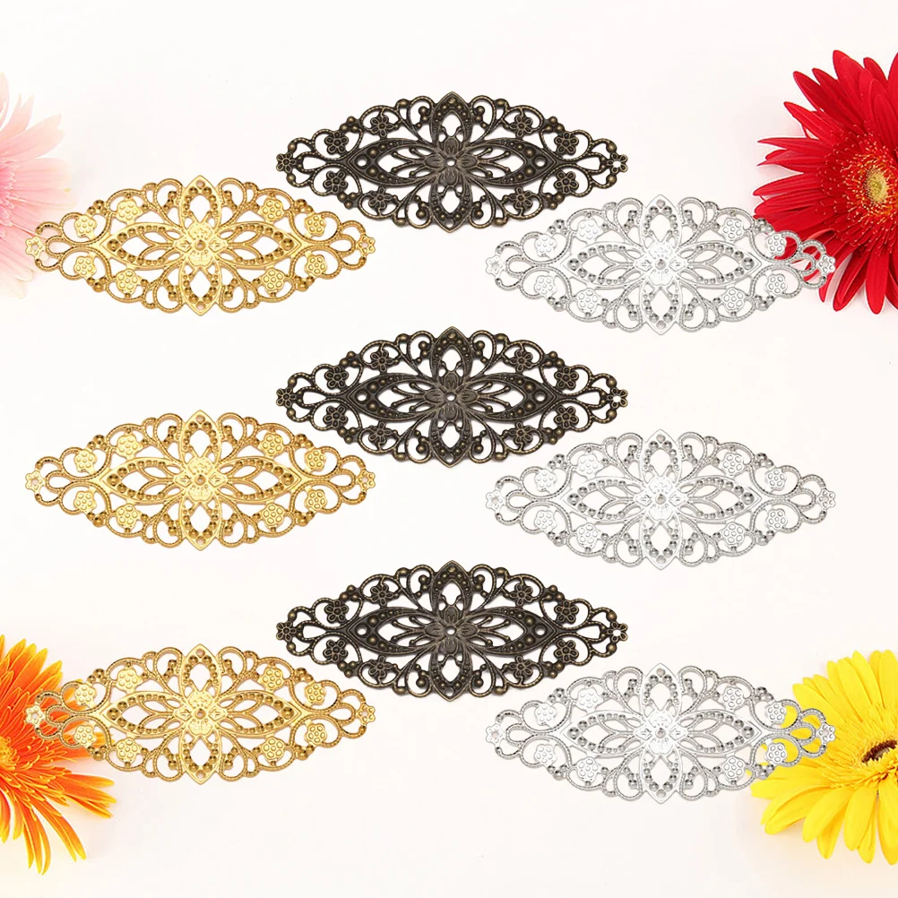 

30Pcs Metal Hollow Flower Pendant Charms Vintage Style Jewelry Making Hairpin Necklace DIY Accessories Pendant Charm Set