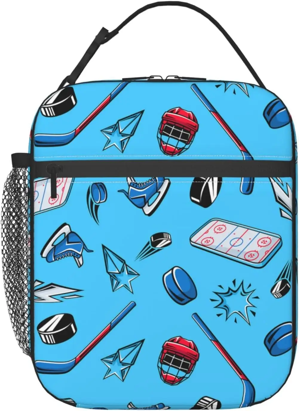 

Insulated Lunch Box for Boys Kids Hockey Lunch Box for Work,Picnic,School,Travel,Hiking, Beach or Fishing Polyester Hockey