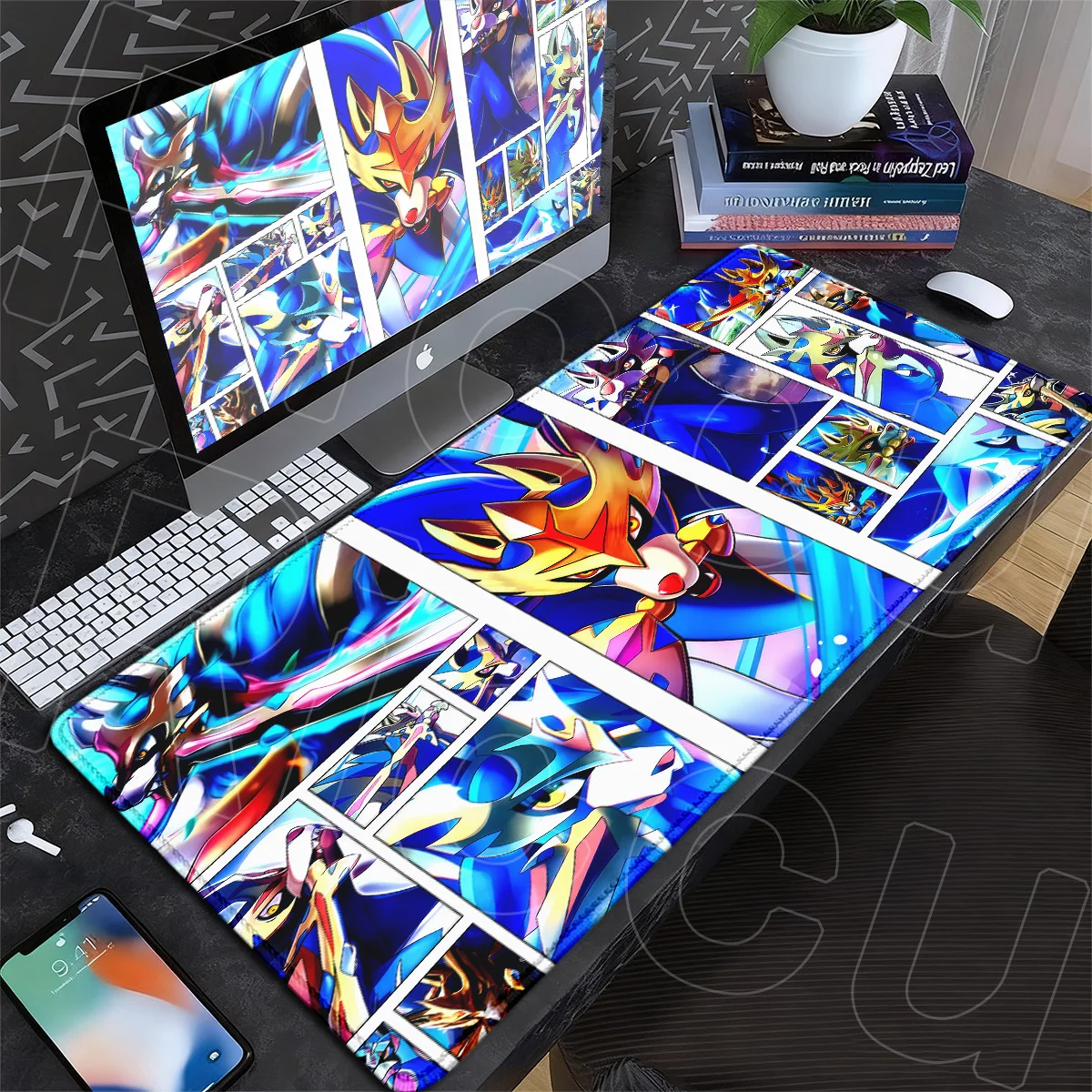 XXL Laptop Desktop Keyboard Mat Hot Anime P-pokemon Zacian Mouse Pad Large PC Rubber Accessories Non-slip Extended Gaming Carpet