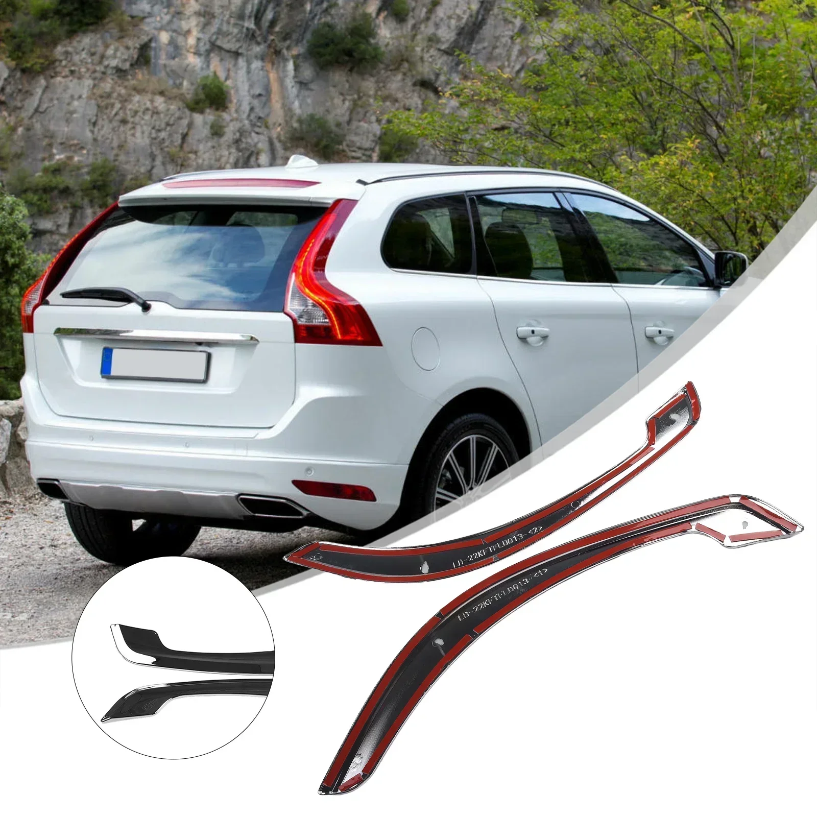 For Volvo XC60 2018-2023 Rear Fog Light Lamp Eyelid Cover Trim Chrome 2Pcs/Set Rear Fog Light Lamp Eyelid Cover Trim car parts