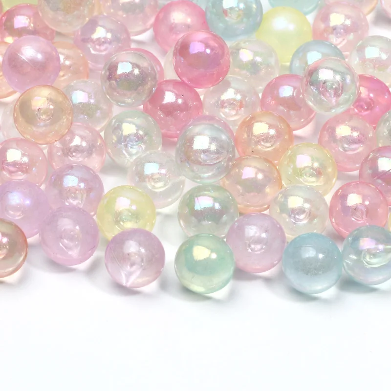 8mm 50pcs No Hole Transparent ABS Round Beads Loose Spacer Acrylic Beads for Jewelry Making DIY Bracelet Keychain Accessories