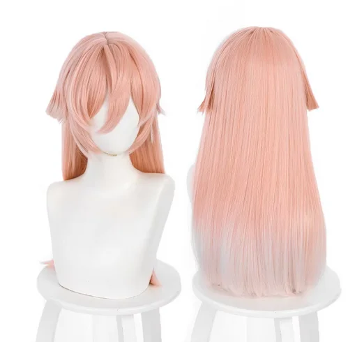 

Game Genshin Impact Yan Fei Cosplay Wig Yanfei Gradient Pink White 60cm Heat Resistant Synthetic Hair Role Play Wigs