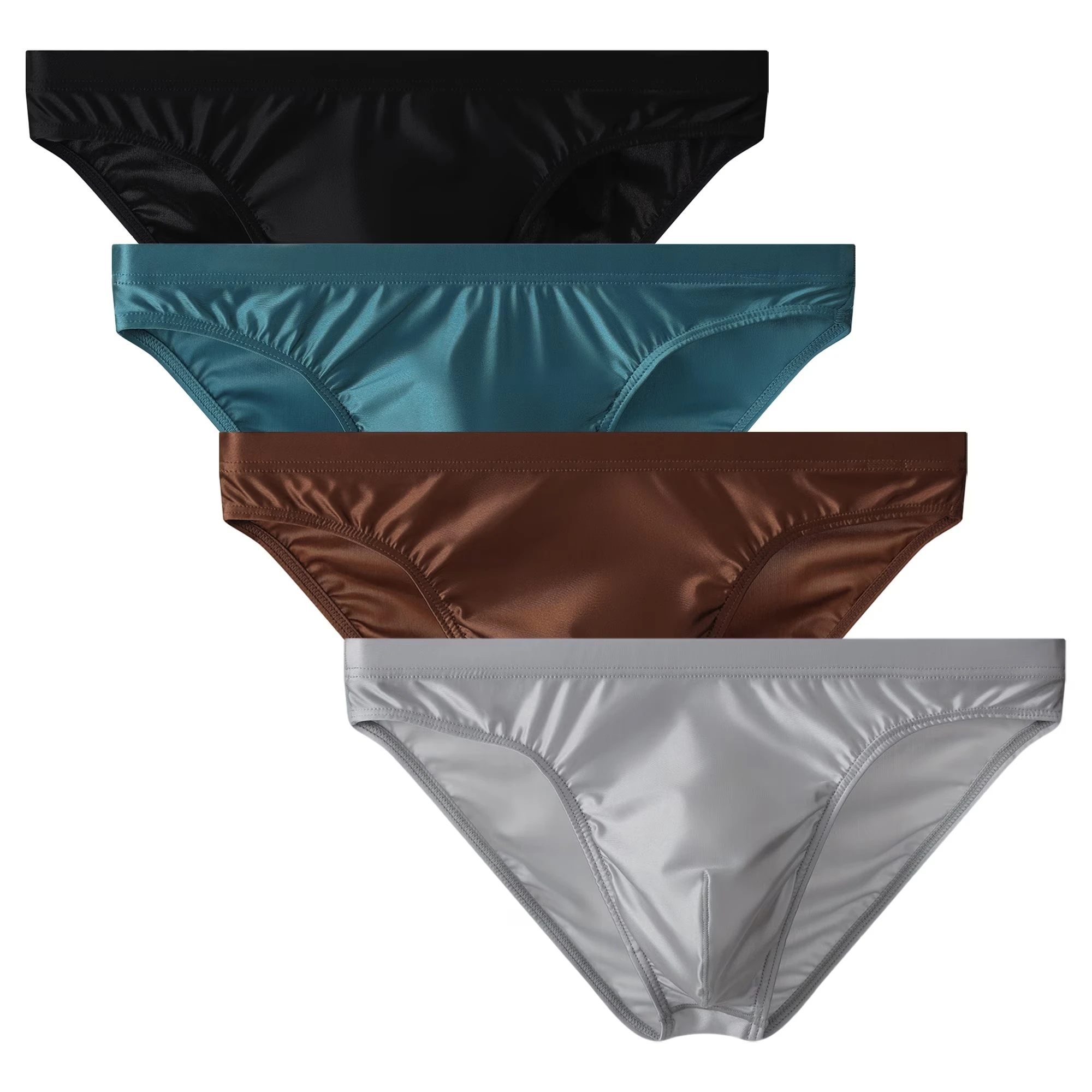 

Men‘s Ice Silk Briefs 3D Pouch Breathable Low Waist Underwear Soft Lightweight Quick Dry Cooling Bikini Briefs for Men