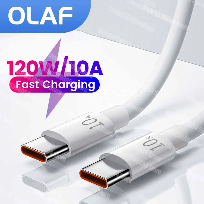 

10A 120W Type C Super Fast Charging Cable For Xiaomi Samsung Huawei P60 P50 Mobile Phone USB C Data Cord Cable For iPhone 15 Pro