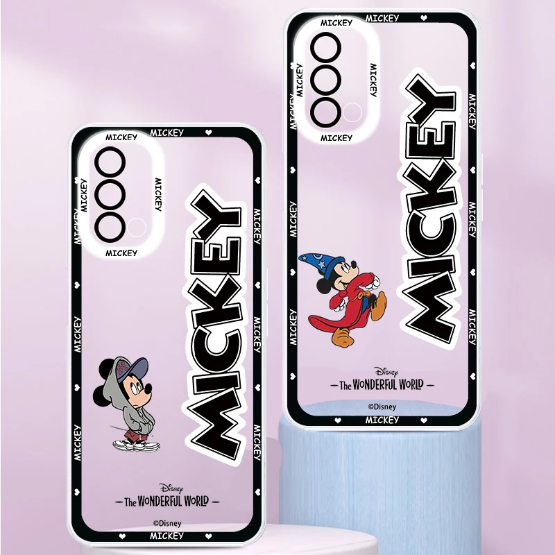 

Mickey Disney Cartoon Mouse Transparent Phone Case Cover For Oppo A94 A76 A74 A73 A54 A53 2020 Reno 7 6 5 5G Angel Eyes