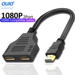 HDMI-compatible Cable Splitter 1080P 2 Dual Port Y Splitter 1 In 2 Out Cable Adapter For LCD TV Box PS3 HDMI-compatible Splitter