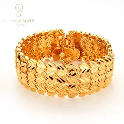 Fashion Jewelry Men's Bracelets Wholesale High Quality 24K Gold Plated Luxury Fashion Fine Bridal Bracelet Bangles