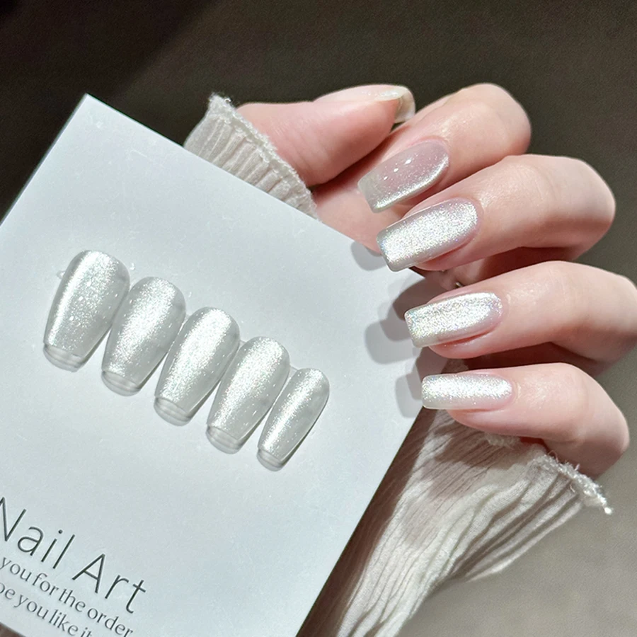 1pc 10ml Holographic Glitter Mirror Porcelain White Cat Eye Gel Polish Magnetic Galactic Effect Gel Nail Polish Soak Off UV LED 썸네일 2