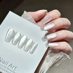 Magnetischer Nagellack für Nagelkunst, polnischer Nagel, Spiegel, Porzellan, Weiß, Katzenauge, galaktischer Effekt, UV -LED, 10 ml, 1pc 10 Hauptverkaufsporzellannagel - №1
