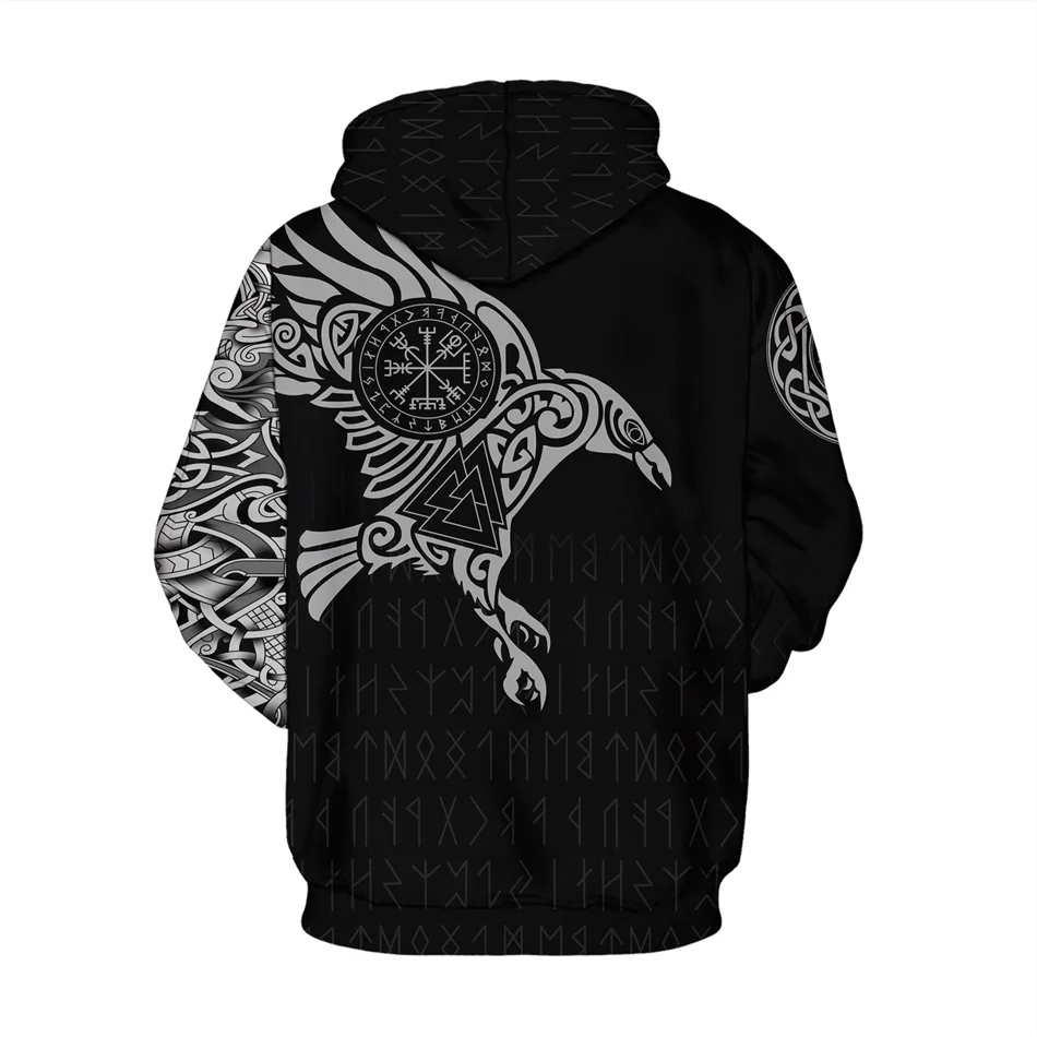 Viking Warriors Legend Tattoo 3D Print Pullover Oversized Mens Clothing Male Spring Fall Loose Vintage Hoodies Hooded Sweatshirt