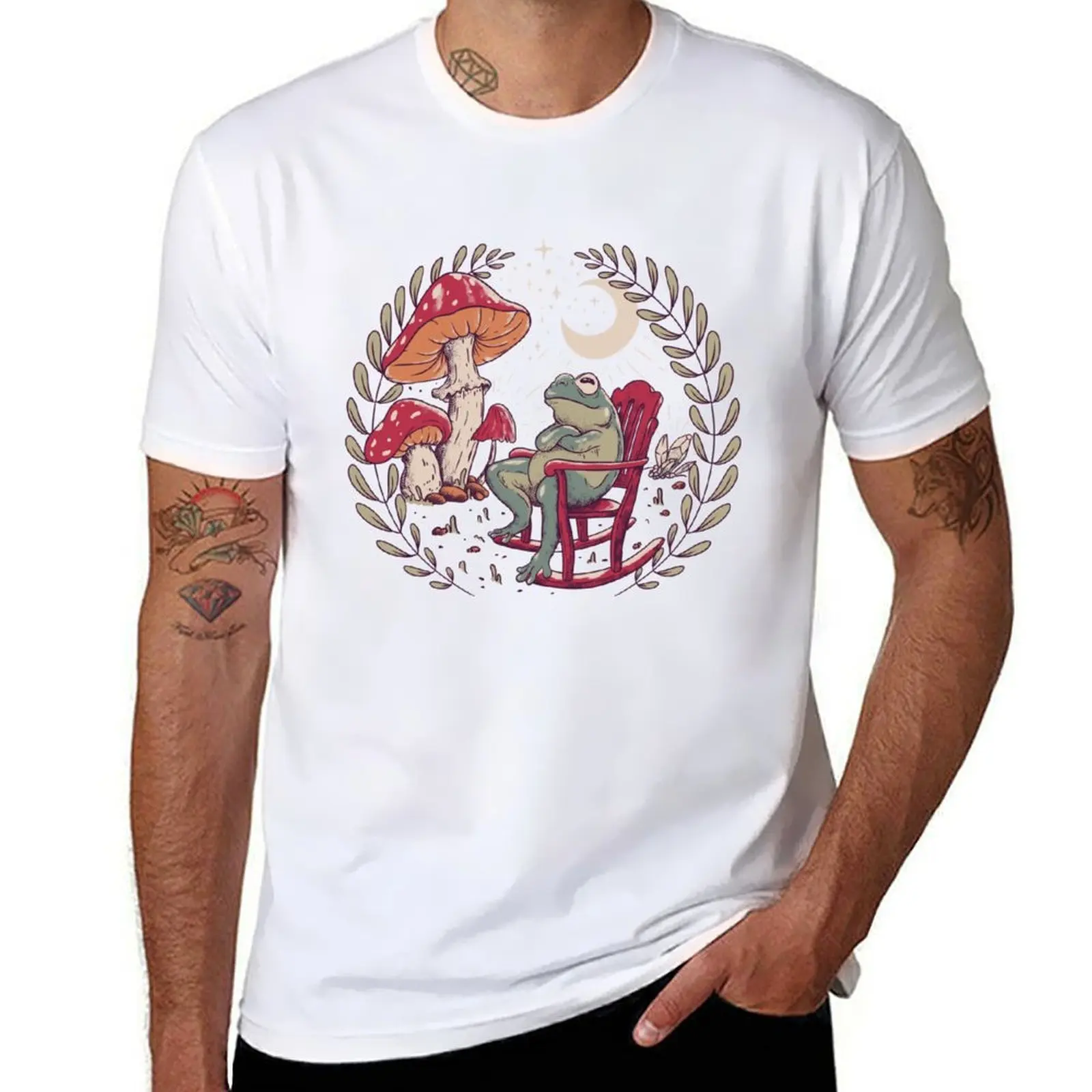 

Goblincore Aesthetic Cottagecore Frog Chilling (Vintage Faded Colors) - waiting for mushrooms to grow - Weirdcore Dreamc T-Shirt