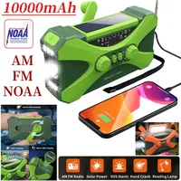 Emergency Flashlight Torch 10000mAh Power Bank Rechargeable Radio Hand Crank Solar USB AM/FM/NOAA Weather Radios Home Outdoors