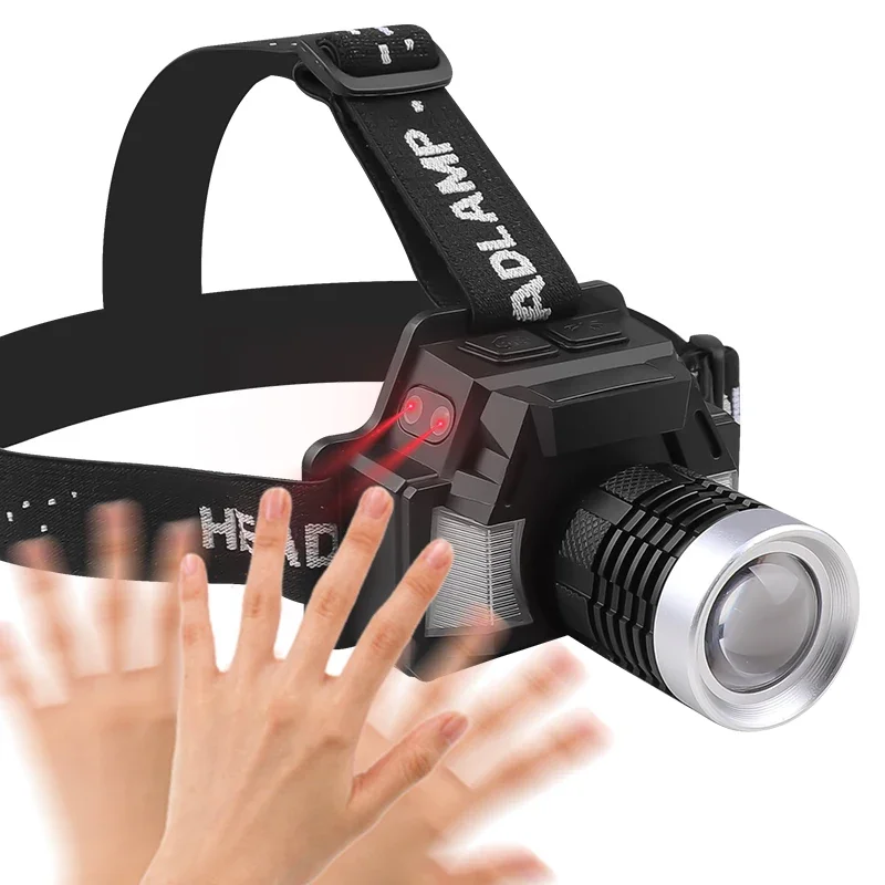 White Laser Adjustable Headlamp with Built-in Battery, Output, Digital Power LED Display, and Inductive Headlamp