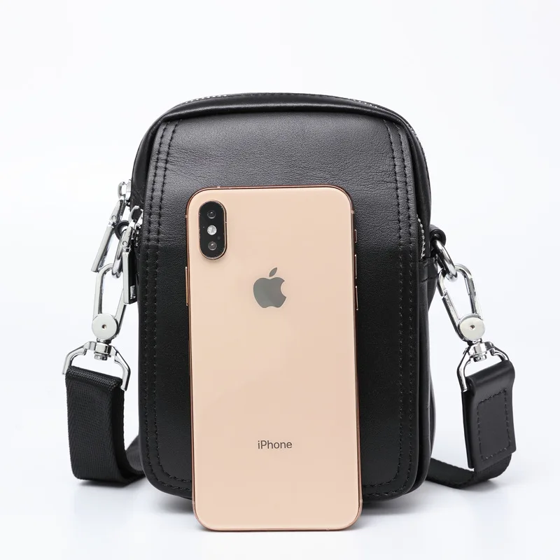 Fashionable Crossbody Bag Shoulder Genuine Leather Mini Crossbody Fashion Casual Phone Cowhide Waist Luxury Men Bag Trendy