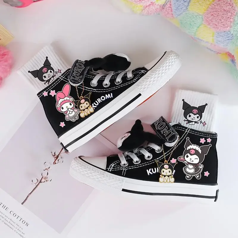 

Sanrio Kuromi Kids Canvas Shoes Kawaii for Girls and Boys Sneakers High Tops Anime Cosplay Shoes Women Childrem Christmas Gits