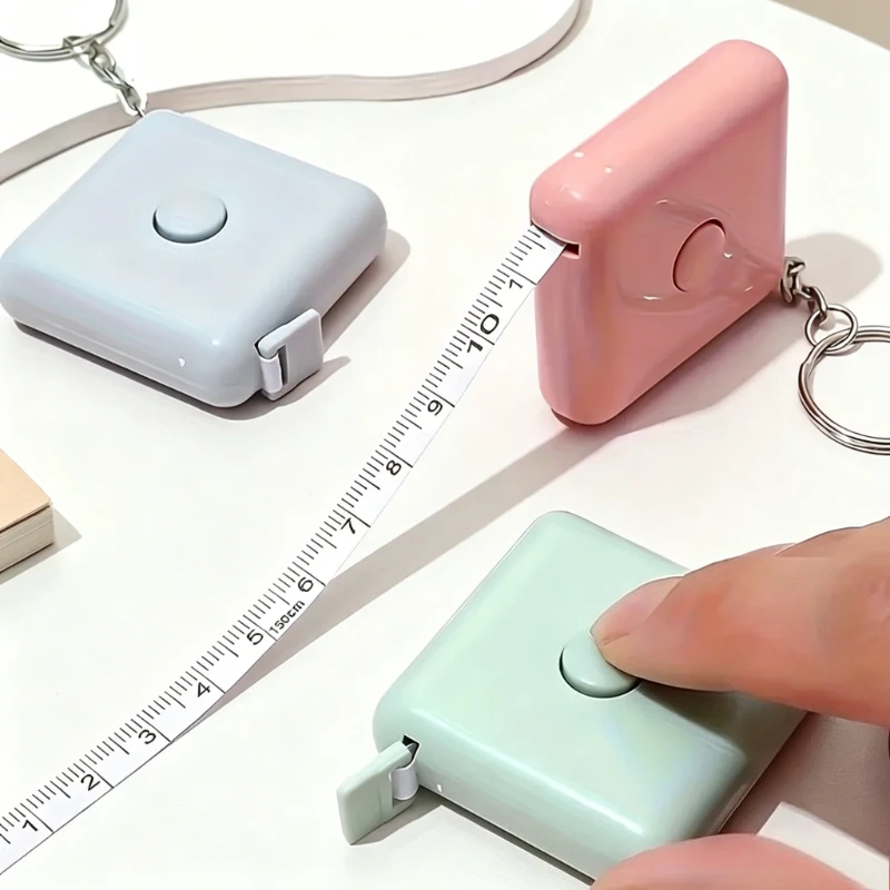 3pcs Square Keychain Tape Measure Retractable Portable Mini Ruler Office Home Clothing Body Measurements Measuring Tape Measure