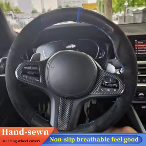 Car Steering Wheel Cover Suede For BMW M Sport G30 G31 G32 G20 G21 G11 G12 G14 G15 G16 X3 G01 X4 G02 X5 G05 Steering-Wheel Cover