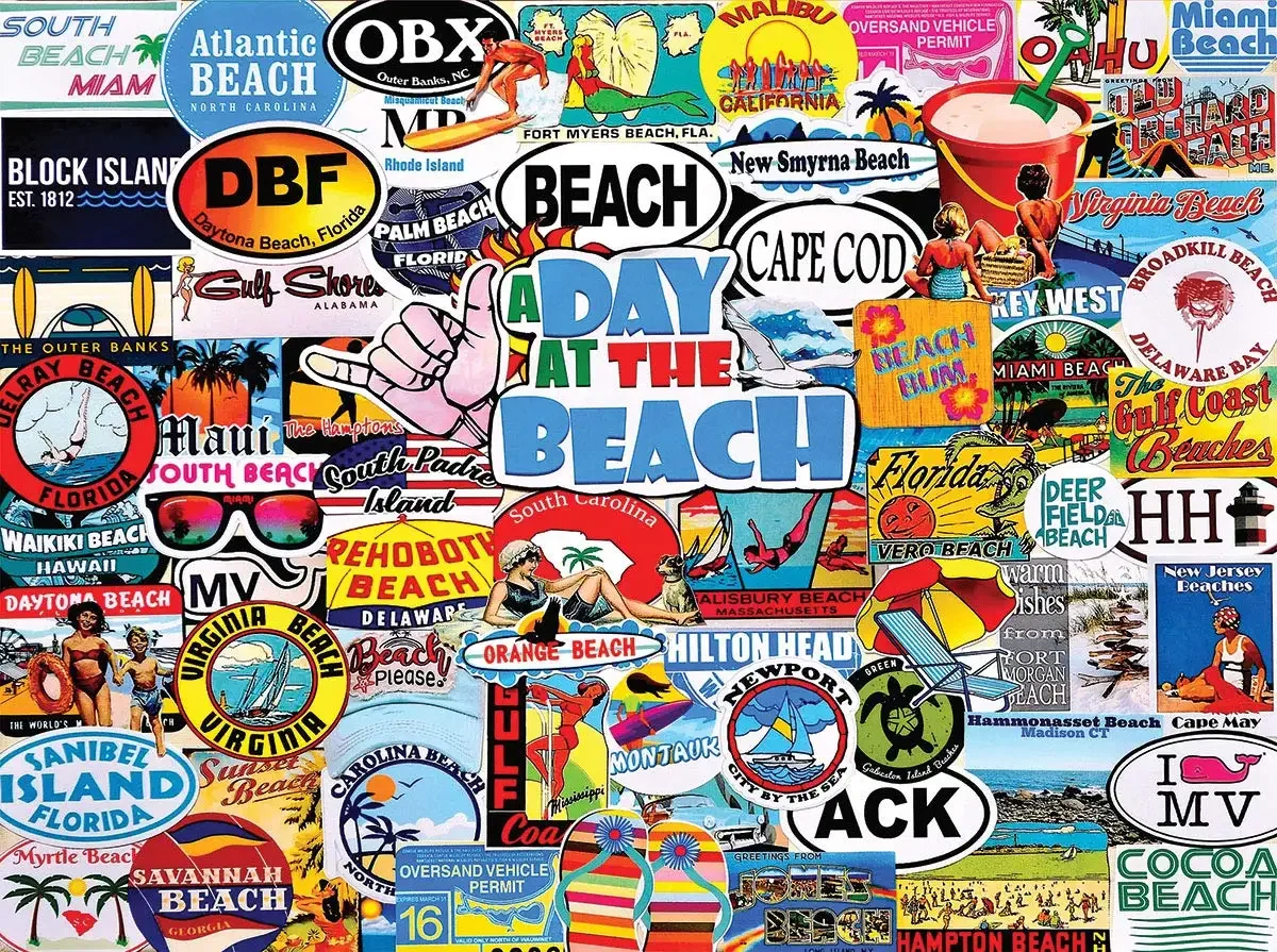 

A Day at The Beach Adult Wooden Puzzle 1000/500/300 Pieces Jigsaw Puzzles for Gameroom Bedroom Livingroom Party Birthday Gift