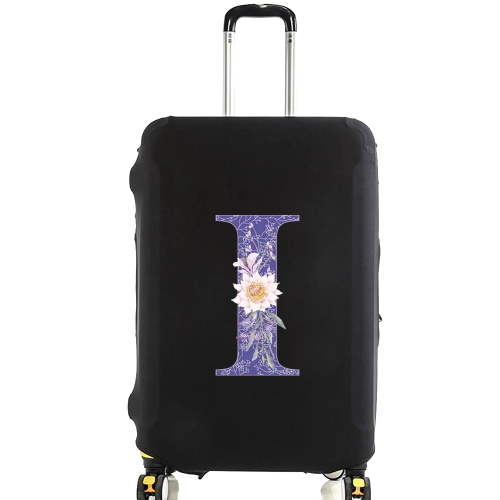 Luggage Case Suitcase Protective Cover Purple Flower Letter Name Pattern Travel Elastic Luggage Dust Cover Apply 18-28 Suitcase