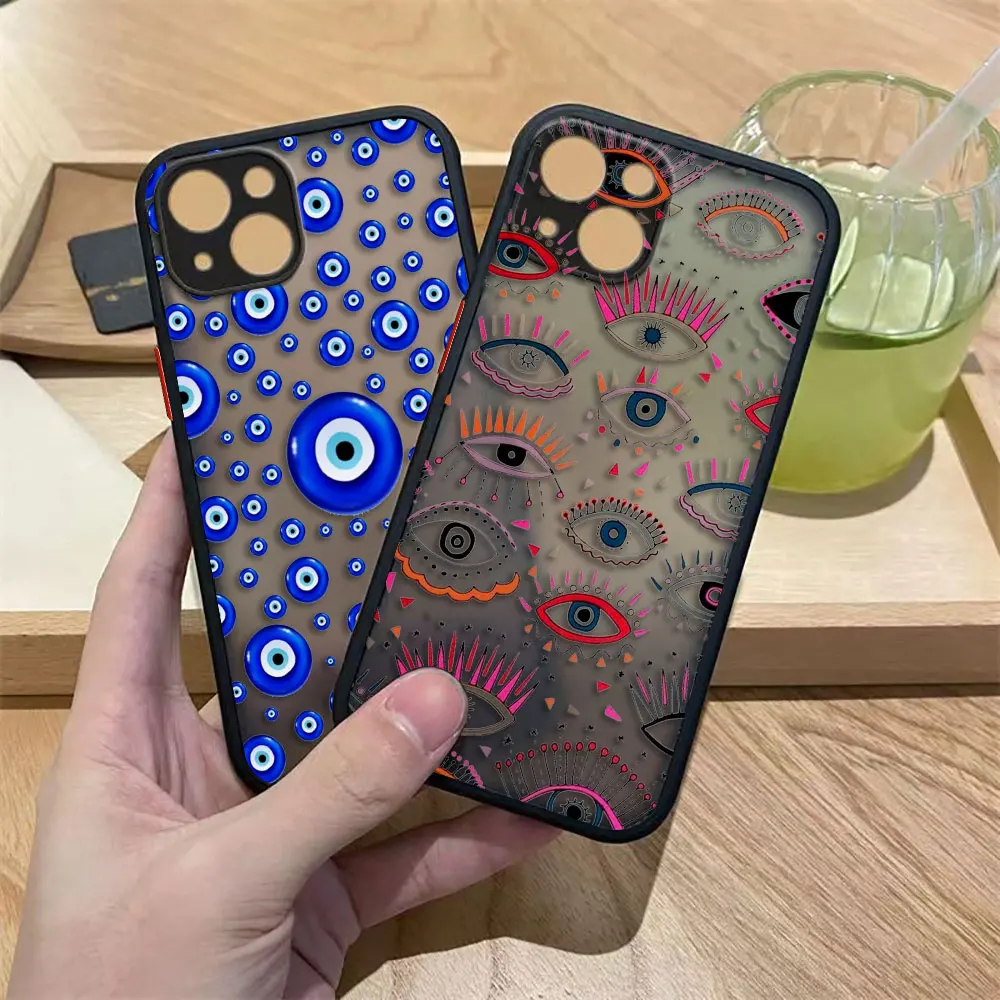 

Lucky Eye Blue Evil Eye Matte Phone Case For Xiaomi 10T 11 11T 12 12X 12S 12T F4 F5 M3 M4 X3 X4 X5 GT NFC PRO TPU Case DIY Shell