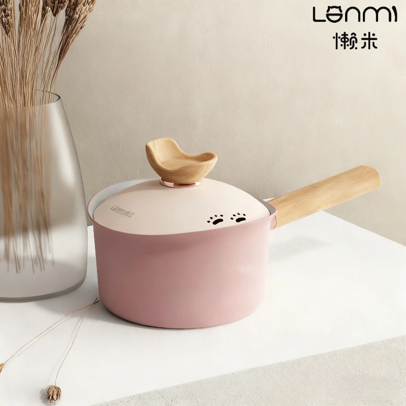 

LANMI Кастрюля для молока с антипригарным покрытием, кастрюля для детского питания, кастрюля для приготовления и кипячения ребенка, цвет медицинского камня, бытовая многофункциональная, 18 см