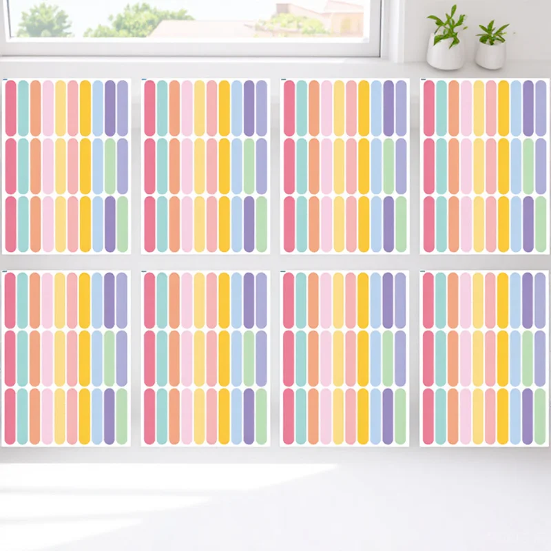 

8pcs Colorful Decals Kids Room Waterproof Pvc Removable Stickers Decorative Wall Art Diy Baby Room Wall Stickers
