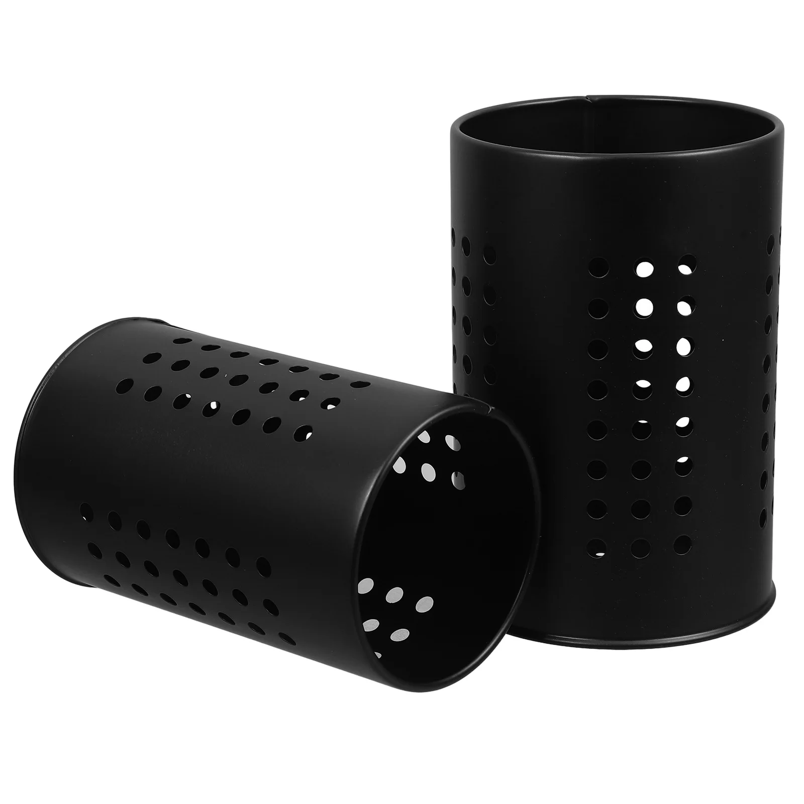 

2pcs Stainless Steel Utensil Countertop Organizer Kitchen Cylinder Storage For Chopsticks Spoons Forks Ladle Ventilated Design