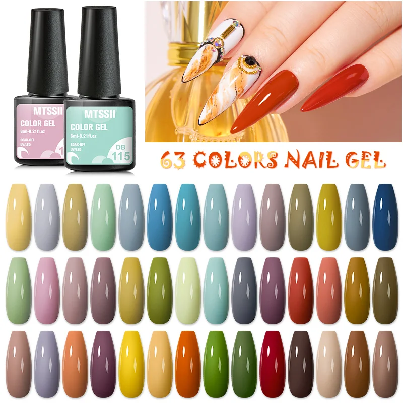 

Mtssii 6ml Gel Nail Polish Varnishes Pure Color Semi Permanent Base top Need UV LED lamp Manicure Paint Hybrid nails gel polish