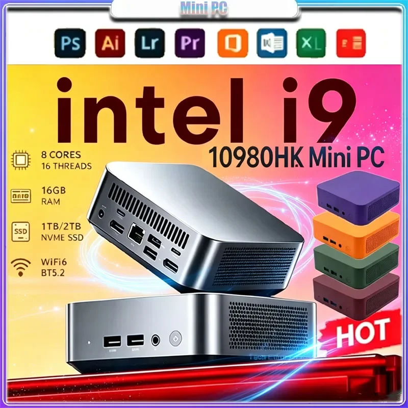Intel Core I9 10980HK Windows 11 pro Portable PC 32GB RAM 1/2TB SSD WiFi 6 Bluetooth 5.2 4K 60Hz HD Mini Gaming Office Study Lap