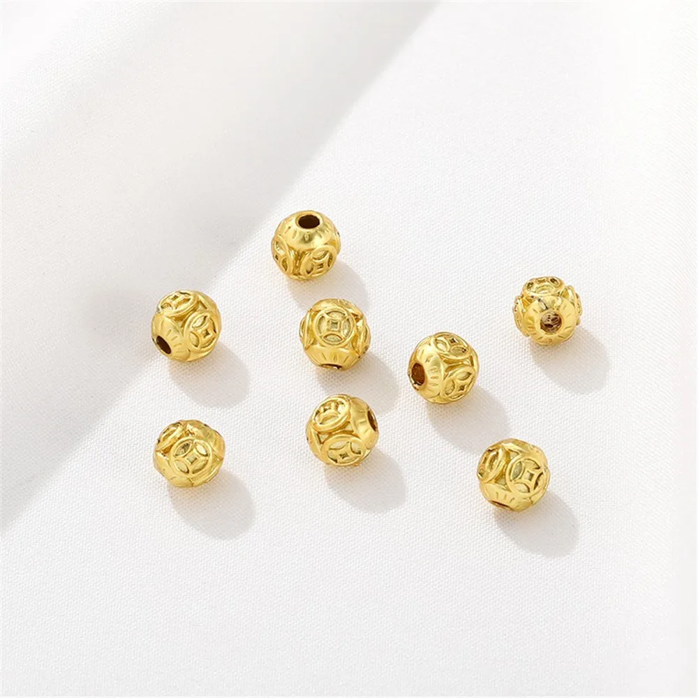 Sand Gold Engraved Gold Bead Bracelet Separated Beads Handmade DIY Production Bead Making Necklace Jewelry Material Accessories