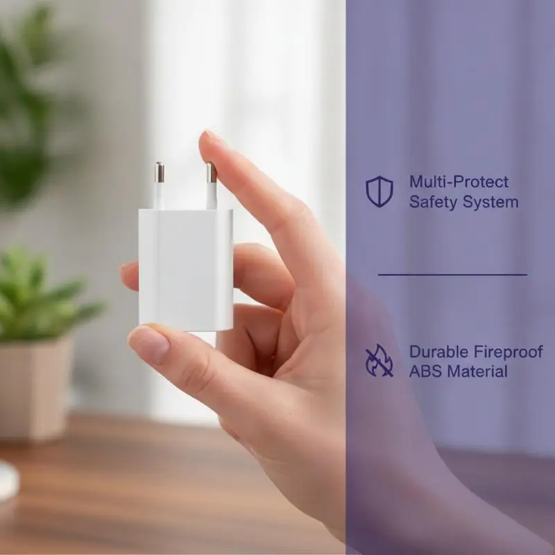 @*EU Plug USB Wall Charger Fast Charging Overheat Protection Fireproof Material Adapter for Home Travel Phone Use - view 5