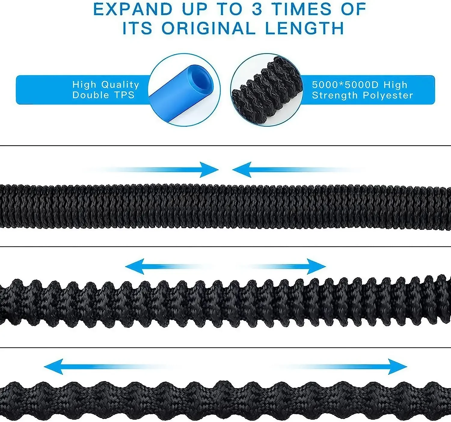 

Extended Garden Hose with Comfortable Handle 10 Function Nozzle Flexible and Tangle-Free