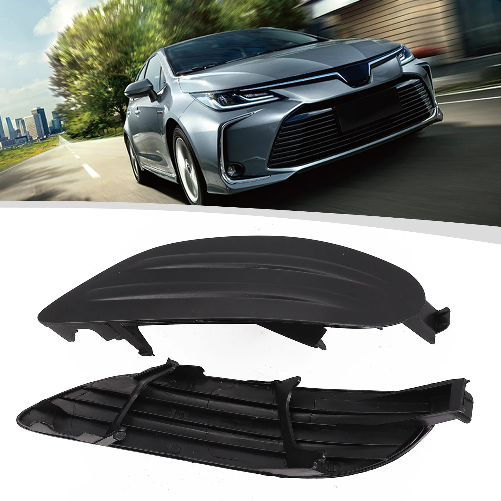 2pcs Left & Right Front Bumper Grill Fog Light Cover For Corolla 2003-2004 5212702070, 5212802060 Accessories For Vehicles